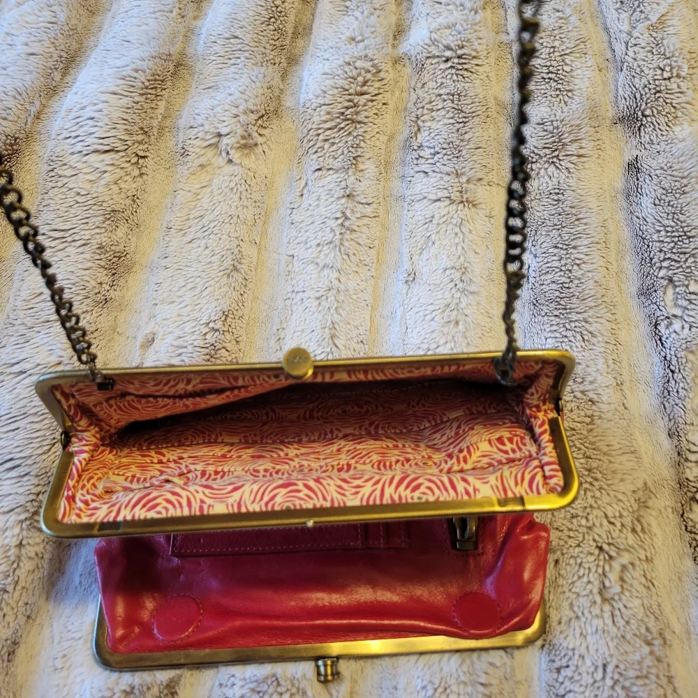 HOBO Red Leather Lauren Clutch Crossbody - Picture 4 of 8